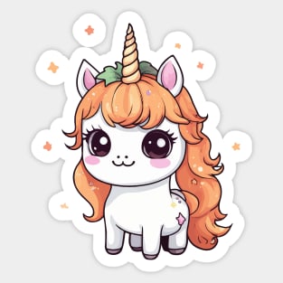 Cute Unicorn Pumpkin Girls Kids Funny Halloween Thanksgiving Sticker